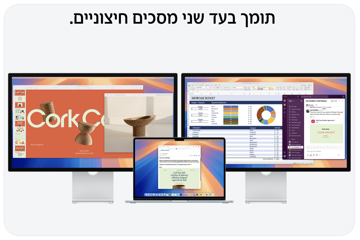 תומך בעד שני מסכים חיצוניים.